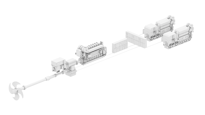 Hybrid marine propulsion system visualization