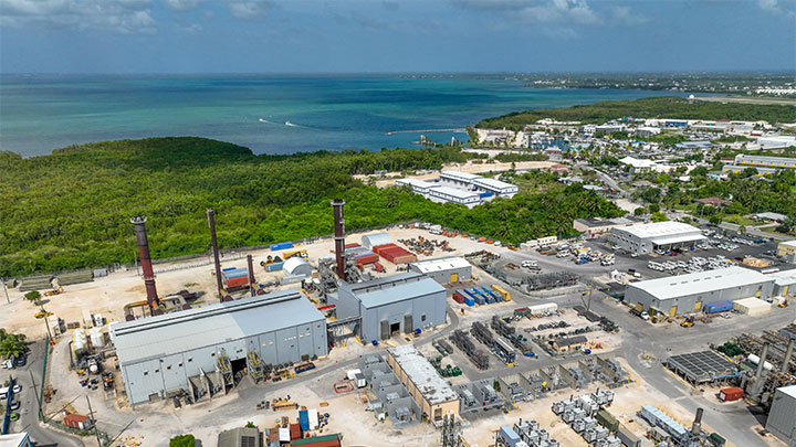 arial view of a power plant on Cayman Islands