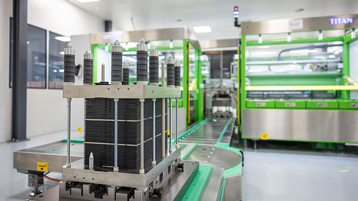 A PEM stack at the Gigahub factory, Hamburg, Germany